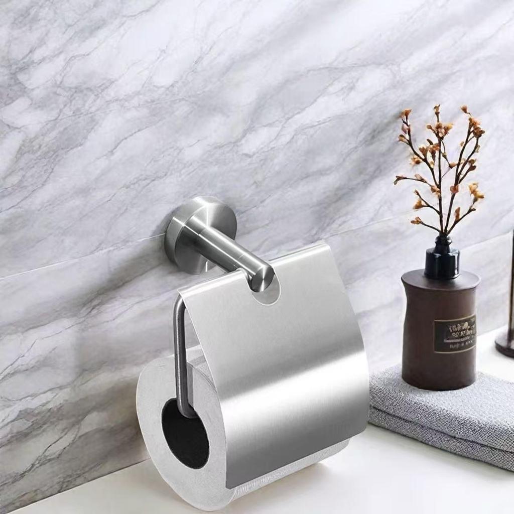 Punch-Free Wall-Mounted Stainless Steel Toilet Paper Holder for Hotels