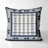 Set Of 4 Navy Grey Plaid Farmhouse Throw Pillow Covers Pattern Cushion Cover Suitable For Sofa Bedroom Car Pillow Cover