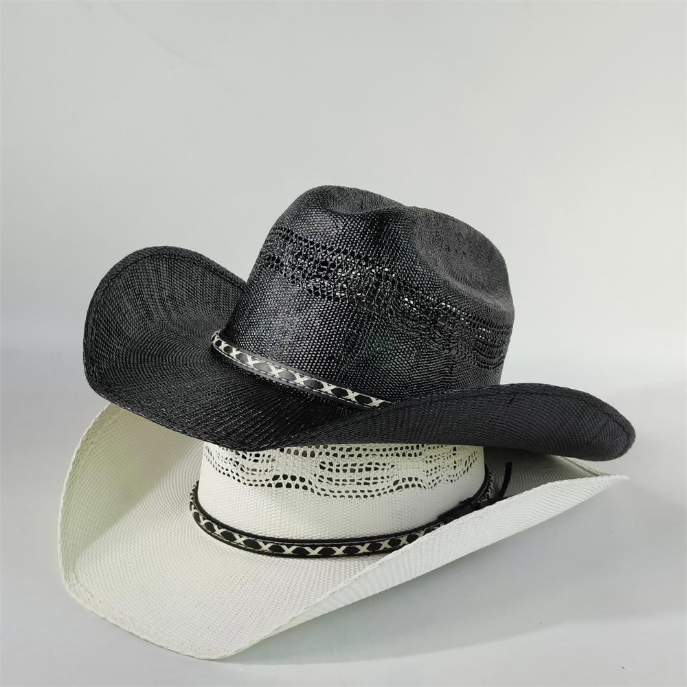 Men Stiff Cowboy Straw hat women wide Brim Pasture straw hat cowboy solid Outdoor summer Sun hat Jazz sombrero vaquero hombre