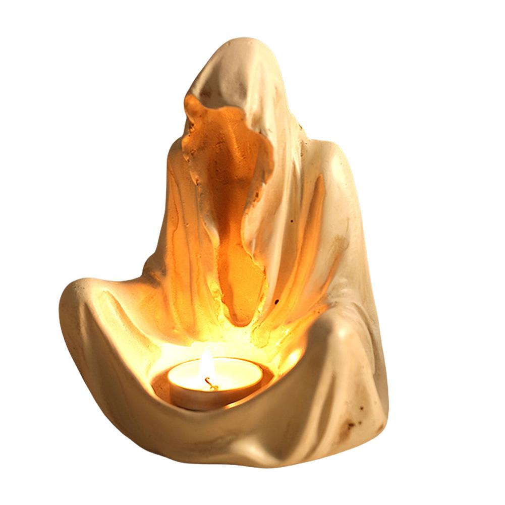 

Halloween Hell Messenger Statue Candlestick Resin Wizard Decorative Candle Holder Gothic Style Ghost Festival Party Decoration