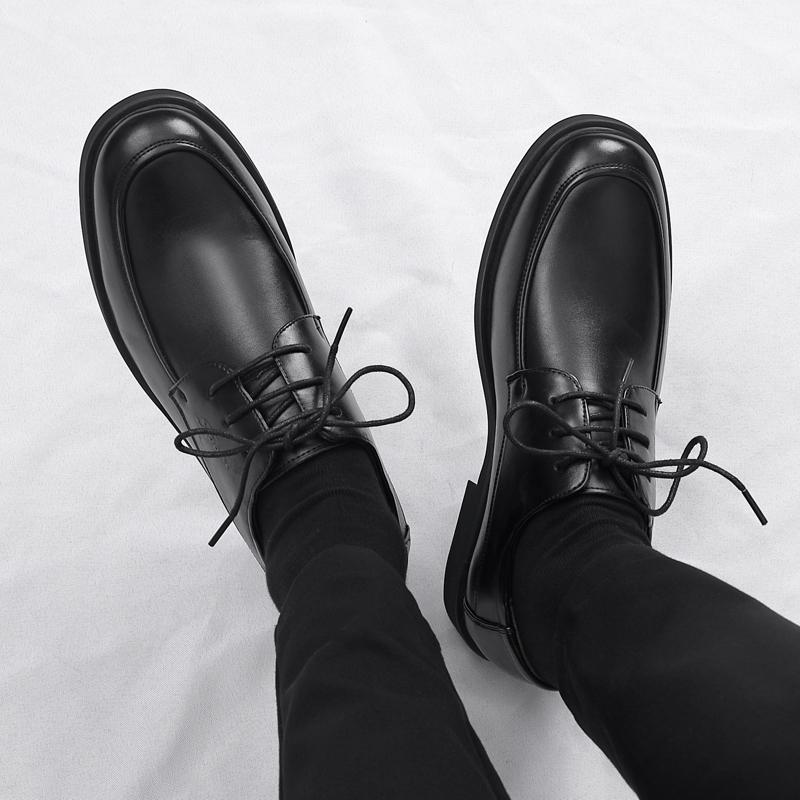 Fashion Casual Men's Leather Shoes Fashionable Minimalist Style Daily Office Leisure Business Party Classic Black Adult Shoes 38-48
