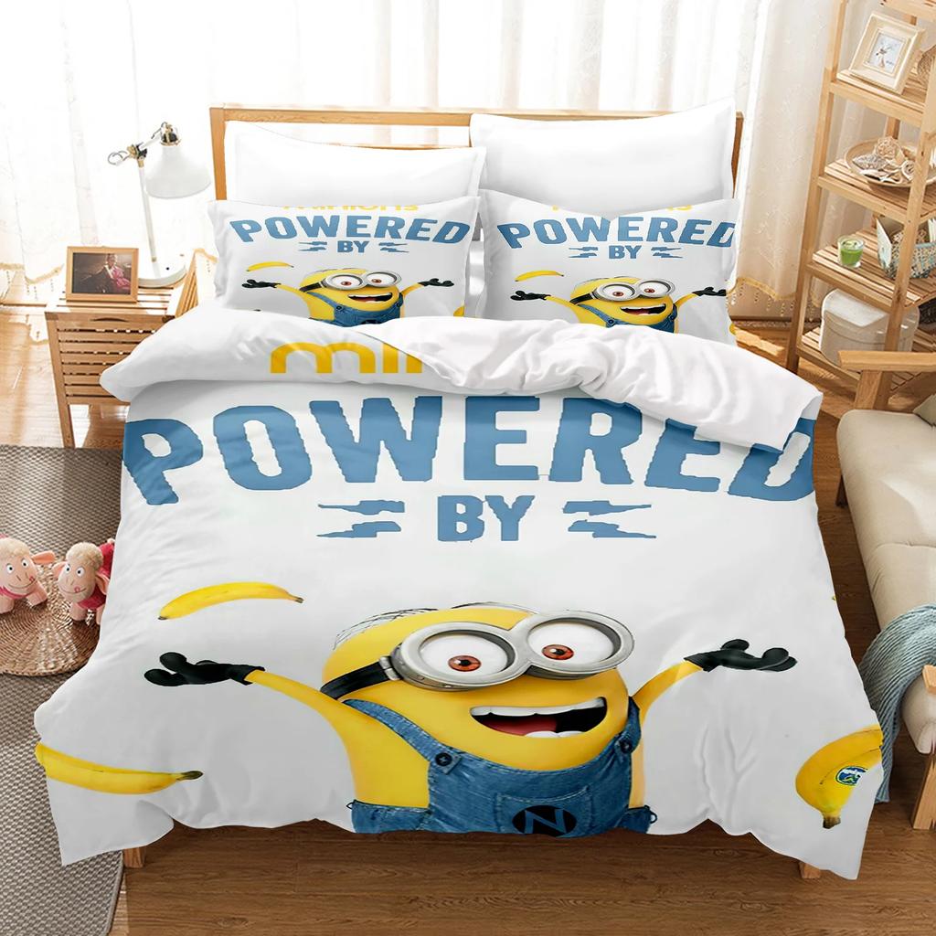 3-piece Minions Anime Duvet Cover Set Comforte Printed Cartoon Twin Size Bedding Sets Christmas Gifts