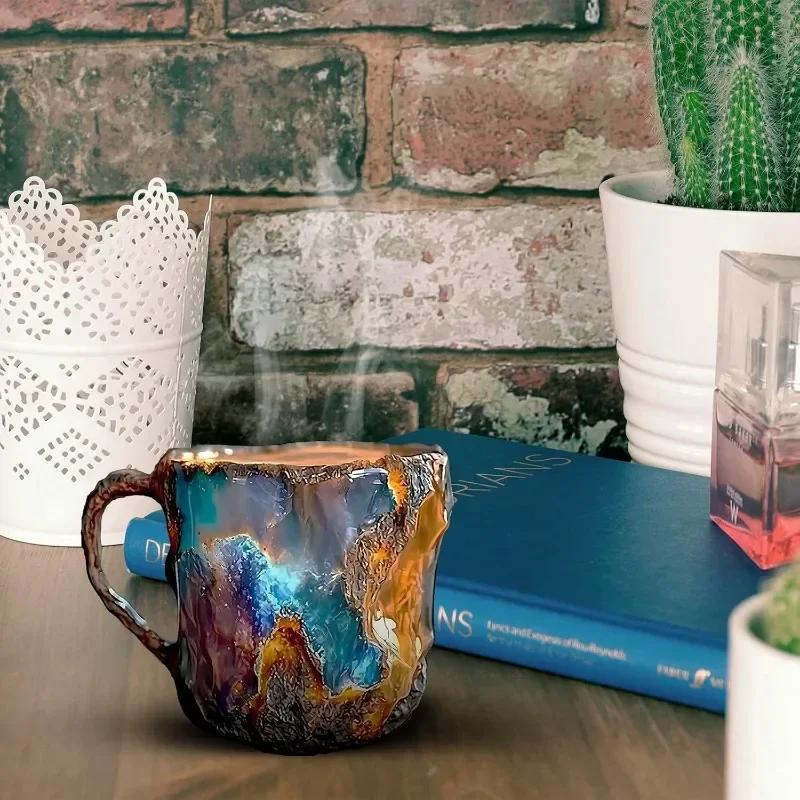 400ML Pohár na vodu Křišťálová pryskyřice Šálek na kávu Elegantní Luxusní Minerální Velkoobjemový Nádobí na nápoje Čajový šálek Pryskyřicový dárek Domácí potřeby