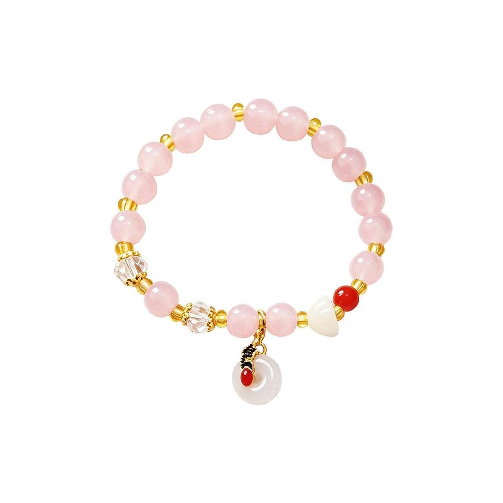 New Light Pink Pendant Ruyi Peace Buckle Bracelet Temperament Student Hand Accessories Chinese Style Ancient Charm Ethnic Style Wristband