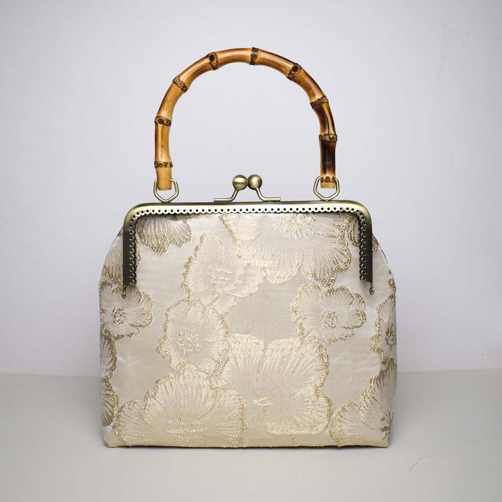 Handmade gold bag bamboo handle brocade cheongsam mouth gold bag handbag