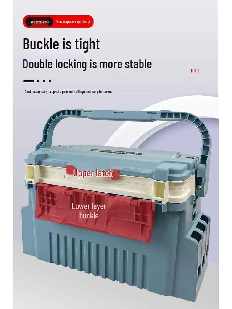 Multifunctional Fishing Tackle Box with Rod Holder - Large Capacity for Outdoor Use