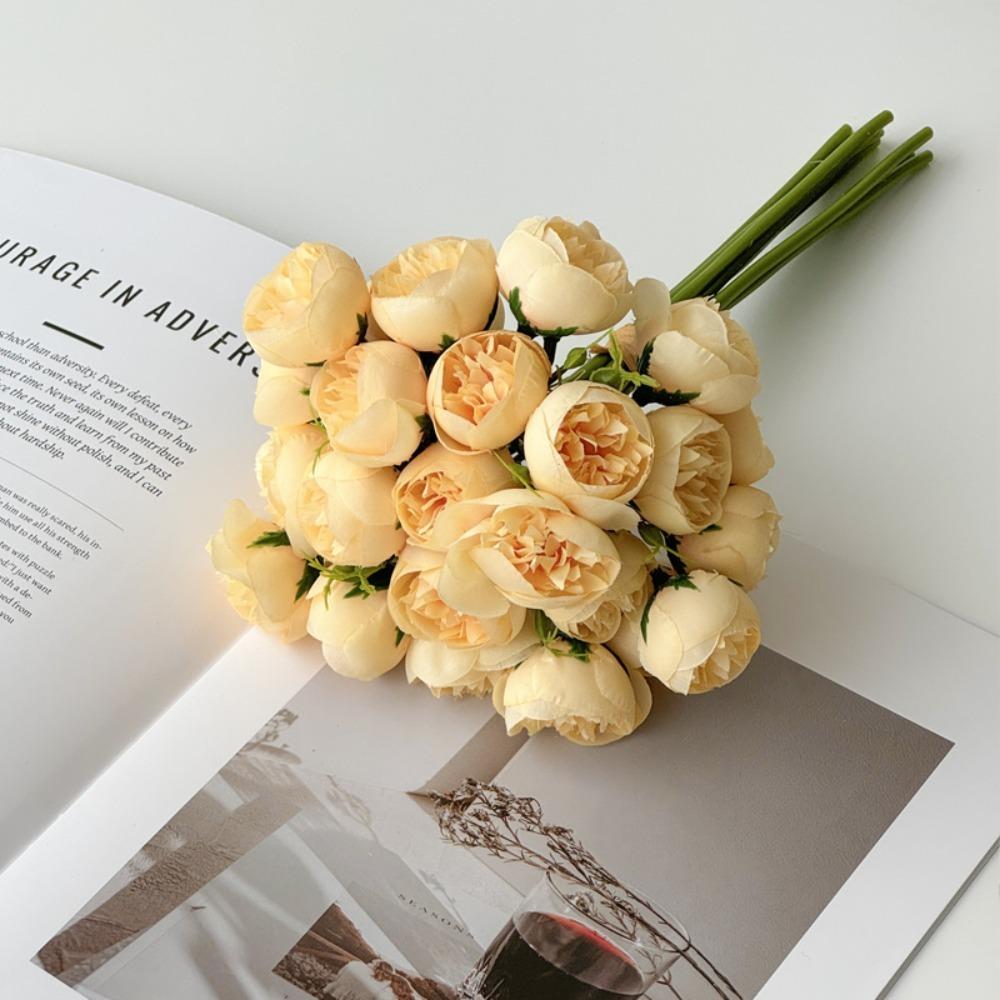 

27Heads Artificial Rose Flowers Bouquet Home Decoration Valentine s Day Vintage DIY Brides Wedding Decor Craft Gifts Accessories 1Pcs жовтий