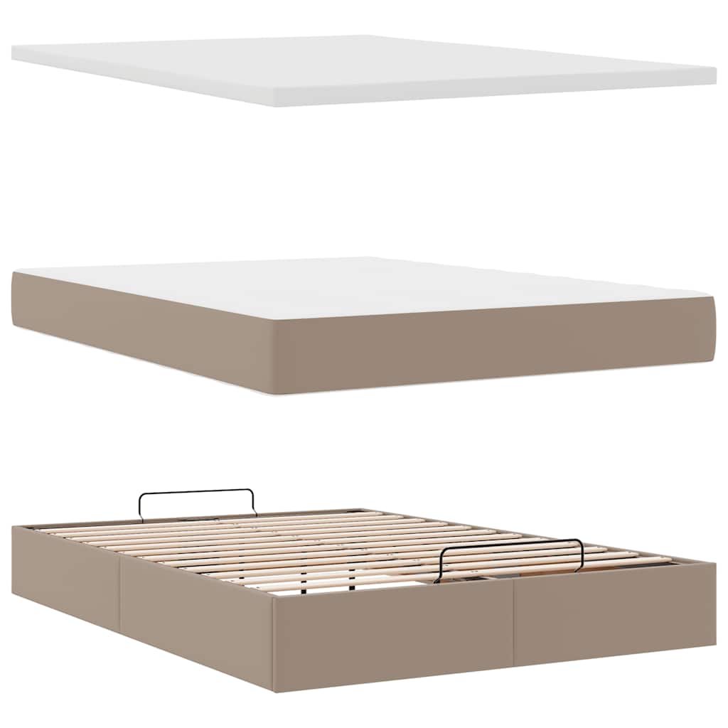 Ottoman Bed with Mattress Cappuccino Brown 140x200 Cm Faux Leather