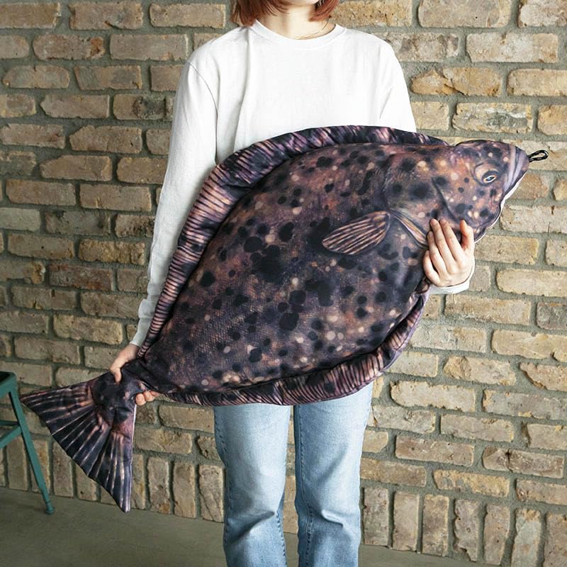Dulton Fishes Halibut 105 Fish Cushion for Everyday Life Large Body Pillow Marine Life Nordic hippoglossus FISHES Total Length 105cm