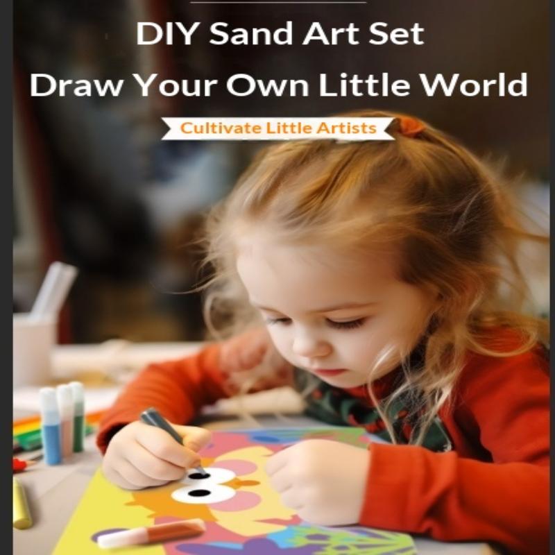 Educational Diy Sand Painting Kit—12 Colors For Kids' Art & Concentration