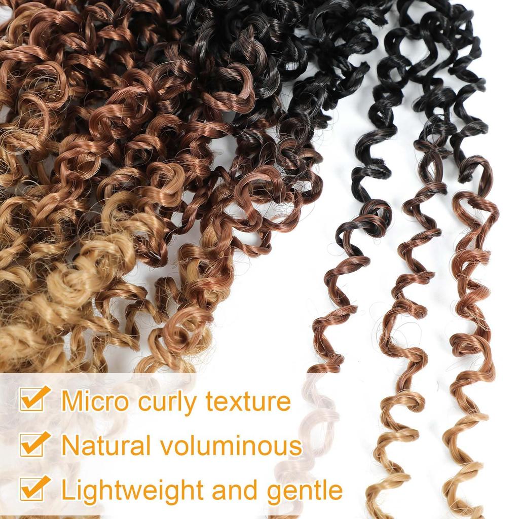 8" Yanky Twist Crochet Hair Ombre Brown Spring Twist Hair Senegalese Twist Crochet Hair with Curly Ends Synthetic Crochet Braids
