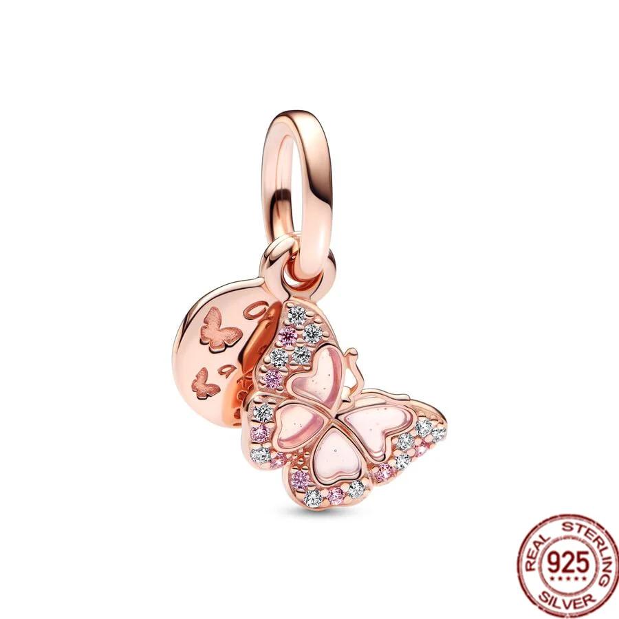 New copper Colorful Butterfly Dragonfly Flower Charm Compatible With Authentic Pendant Bracelets Necklaces Women Do It Yourself Fine Jewellery