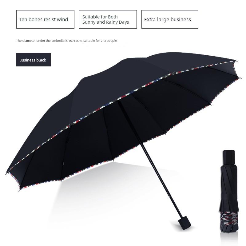 Twelve-Rib Extra-Large Dual-Purpose Manual Folding Umbrella for Men and Women, Business Sun Protection Sunshade Umbrella