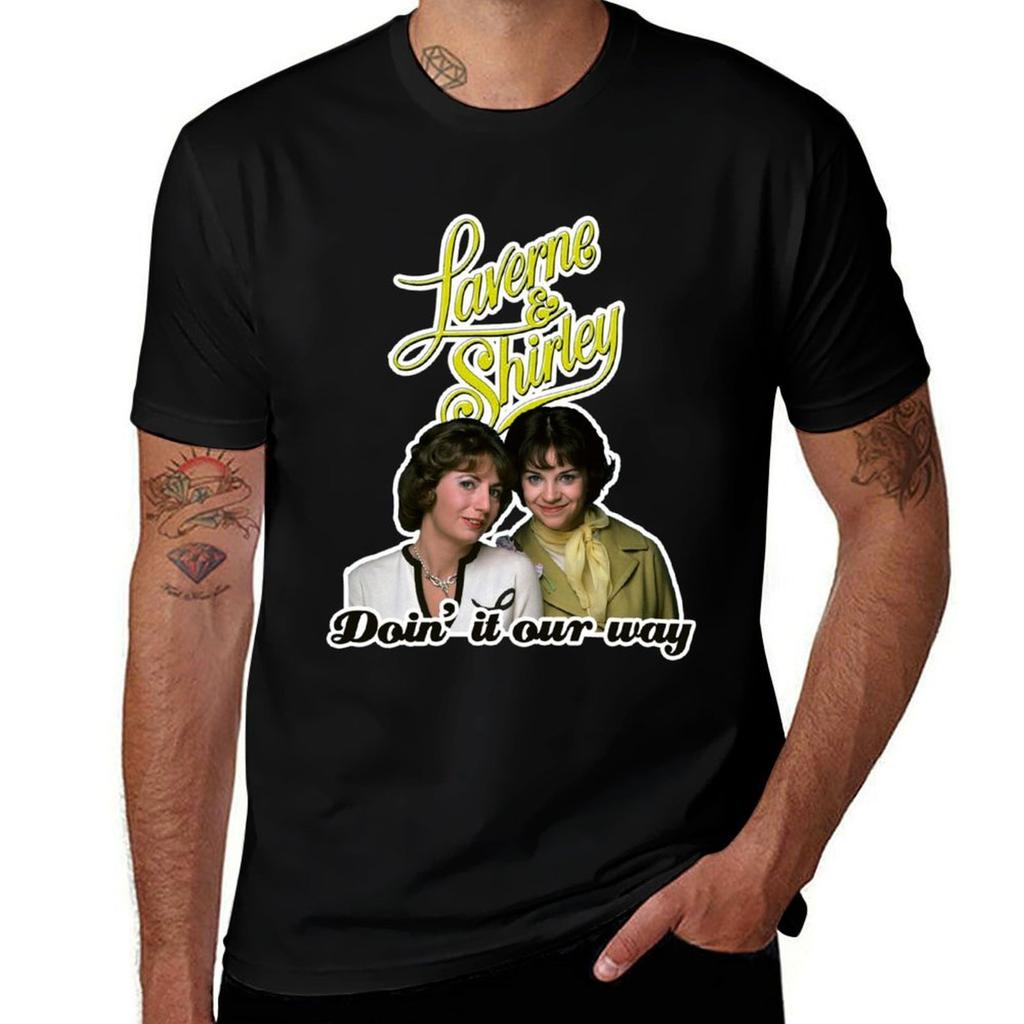 Doin It Our Way Yellow Laverne Shirley 70s Retro Tribute TShirt Casual All Match Short Sleeve TShirt