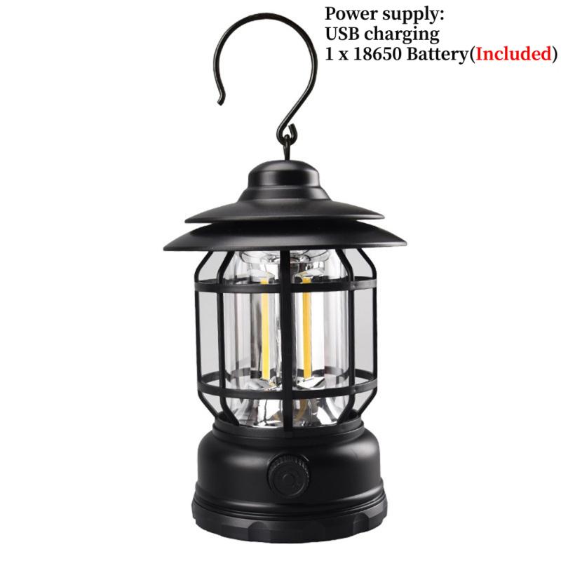 Outdoor Cob Camping Light Multifunctional Retro Portable Led Hanging Emergency Lamp Tent Light