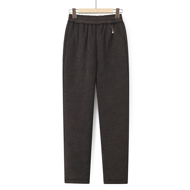 

Брюки для женщин среднего и пожилого возраста, набивные и утолщенные хлопковые брюки, устойчивые к холоду, трехслойные теплые зимние брюки с высокой посадкой и эластичной талией 6XL