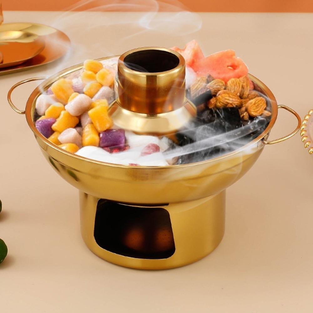 Multi-Purpose Dessert Display Hot Pot Gold Imitation Copper Hot Pot Dessert Display S