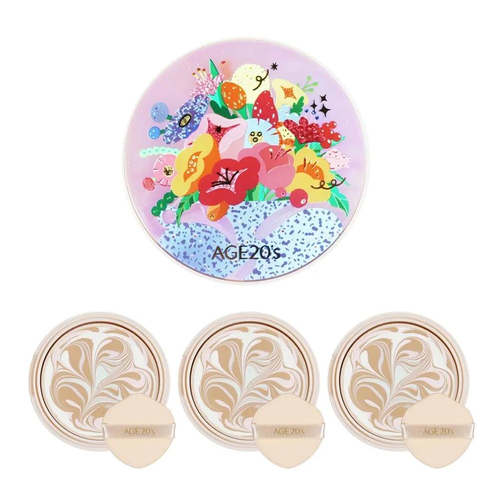 

AGE20s Пудра-эссенция Pact Essence Cover Pact Последнее издание Flora 1 Основной продукт, 3 сменных блока Flora Blue No. 21 1 main product 3 refills
