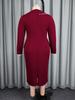 Beaded V-neck Waist-Cinched Long-Sleeve Banquet Midi Dress