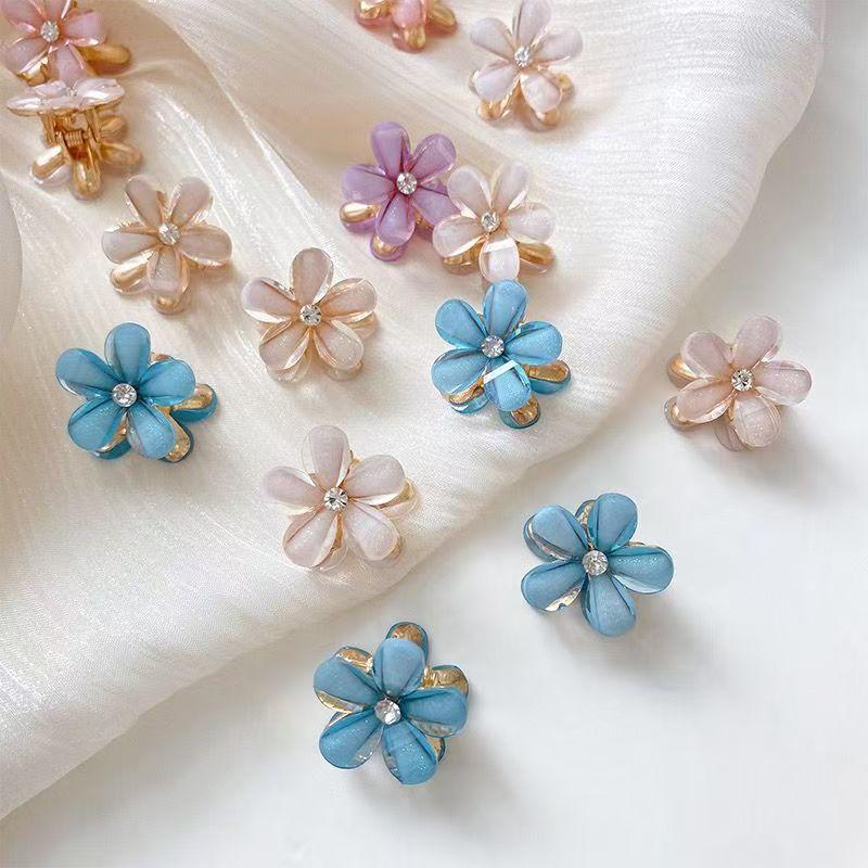 Women Girl Mini Hair Claws Flower Alloy Cute Hairpin Kids Sweet Hair Accessories Spring Clip