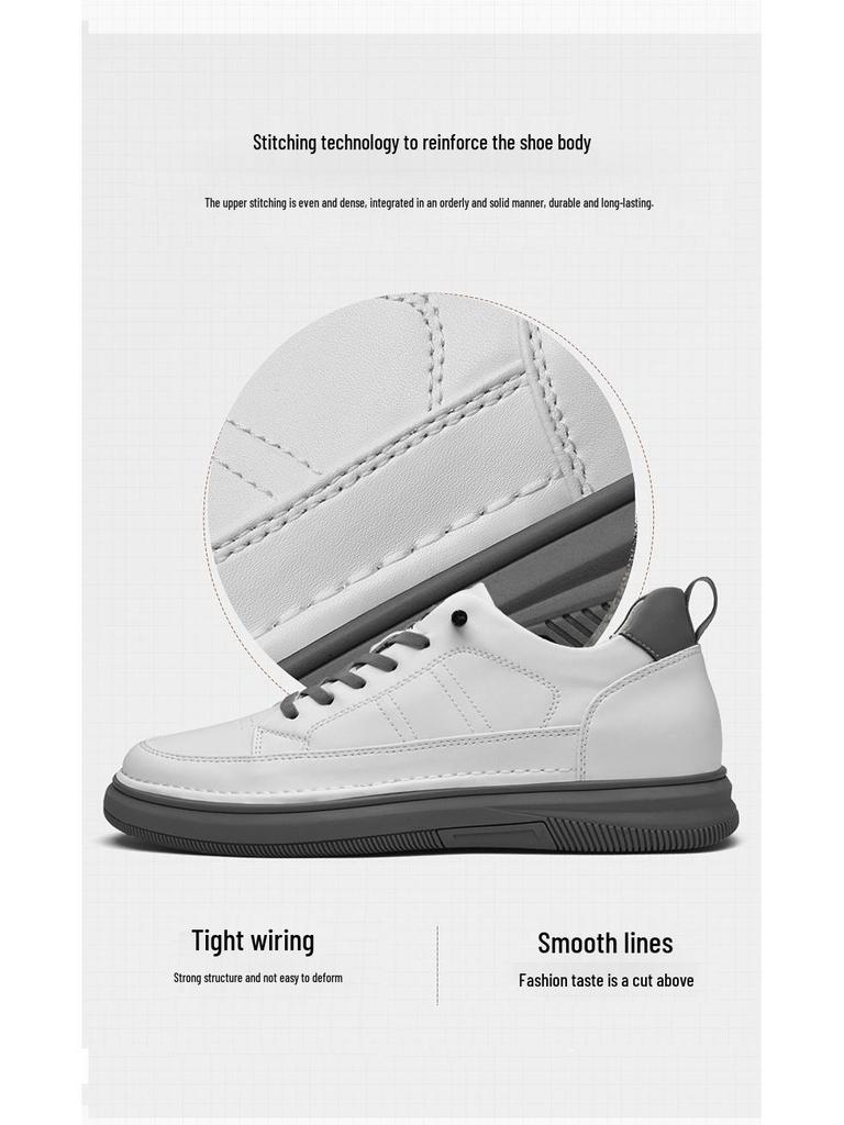 866 Men's Height Boost Sneakers: Thick Sole Platform Casual Shoes, Low-Top Cowhide, Spring Trend.