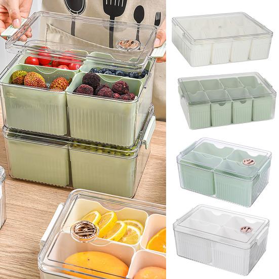 Box Bins Clear with 4 Detachable Refrigerator Storage Lid Large Capacity Rectangle Fridge Vegetables