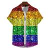 2024 Camisa Arco-Íris Estampa 3D Masculina Verão Gola Lapela Manga Curta Camisas de Festa de Férias Streetwear Hip Hop Blusa Tops Roupas Masculinas