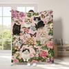 Vintage Pet Cat Digital-printed Polyester Bedroom Velvet Flannel Soft Sofa Cover Blanket Fleece Soft Cover Blankets for Beds