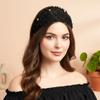 Fashion Accessory Crystal Pearl Floral Beaded Headbands Lace Hollow Pattern Wide Headbands Breathable Stretchy Baotou Hat Women