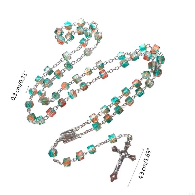 62KD Eye Catching Colors Necklace Rosary Necklace Perfect for Any Occasion for Christmas Party Church Decorations