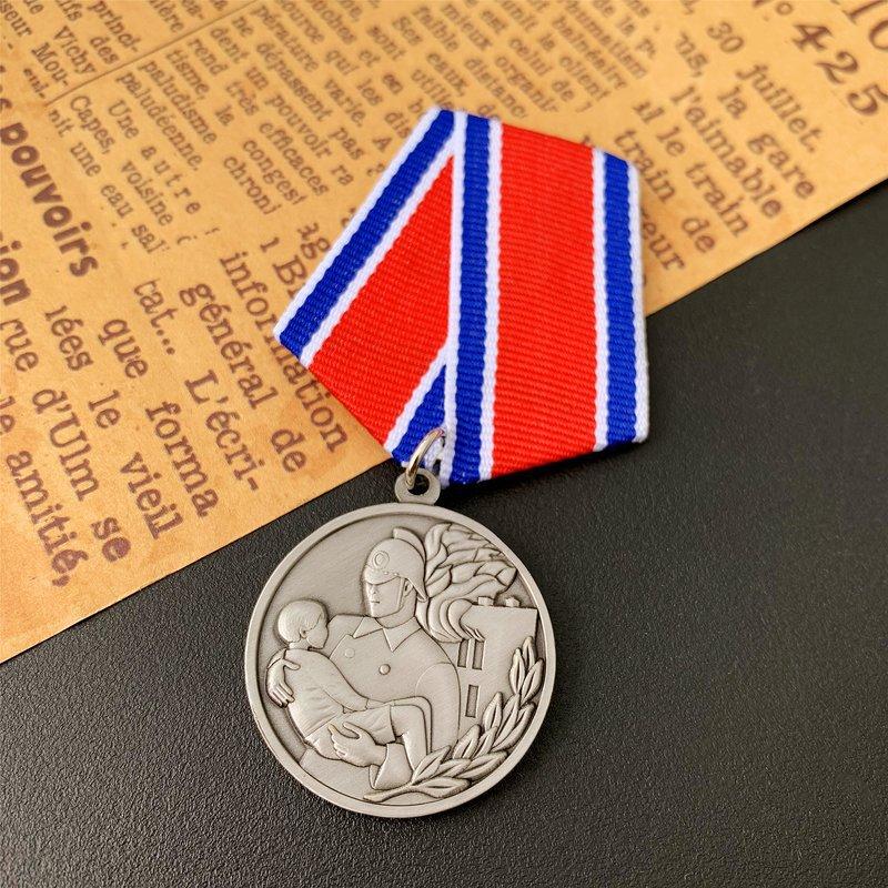 

Soviet Medal, Civil Firefighting Medal, Metal Badge, Badge, Foreign Commemorative Medal, Bronze Medal, Gold Medal, Christmas gift, Stocking stuffers серебряный серый