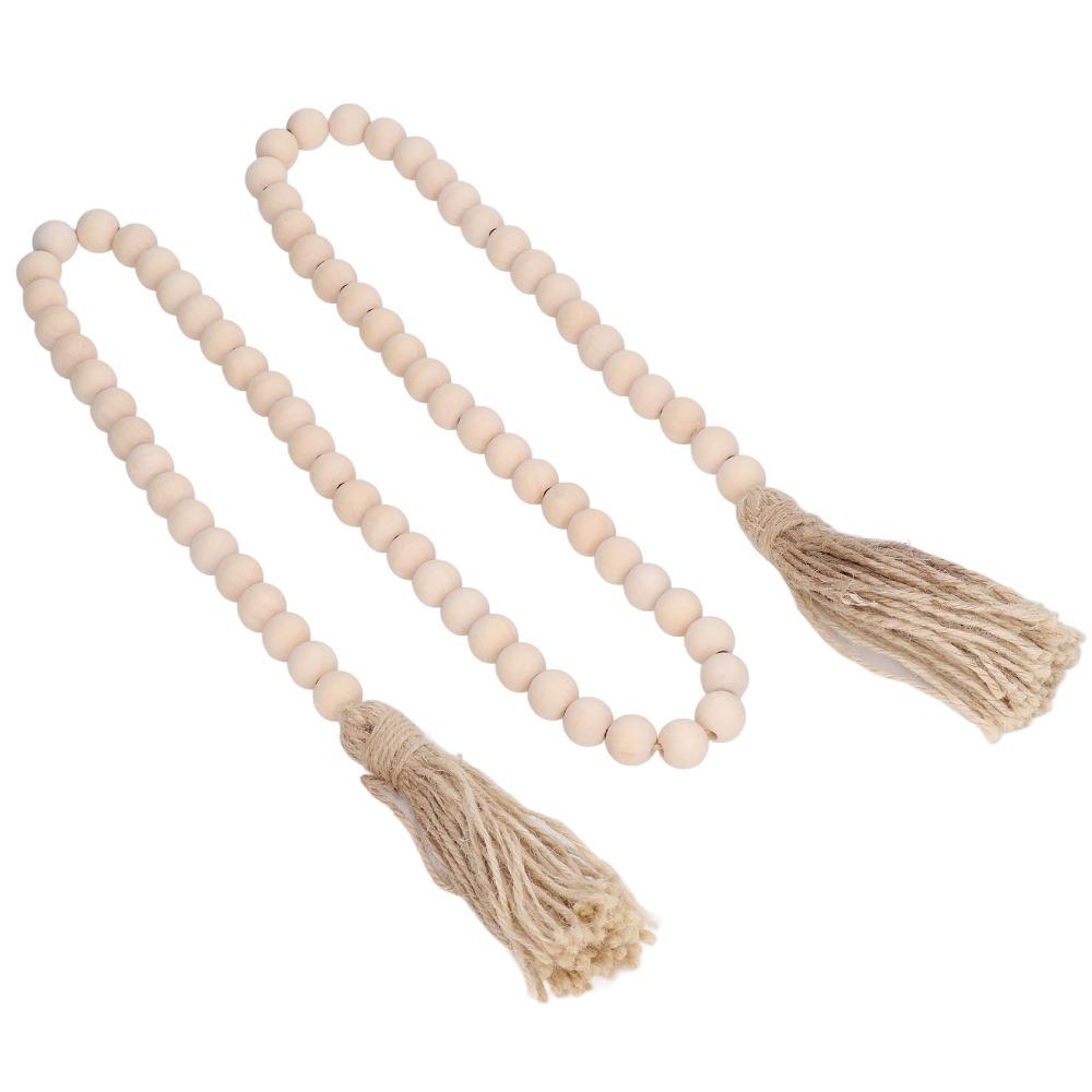 16mm Bead Size Wood Bead Garland 57.87in Boho Wall Hanging Decor Prayer Beads For Coffee Table