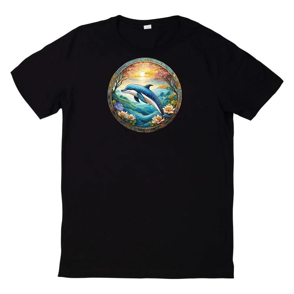 T-Shirt Delphin Rundes Buntglas Motiv XXXXL