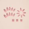 Manicure Long Almond and Short Round False Nails French Strawberry Fake Nials Detachable Bow Tie Cat Nail Tips Women