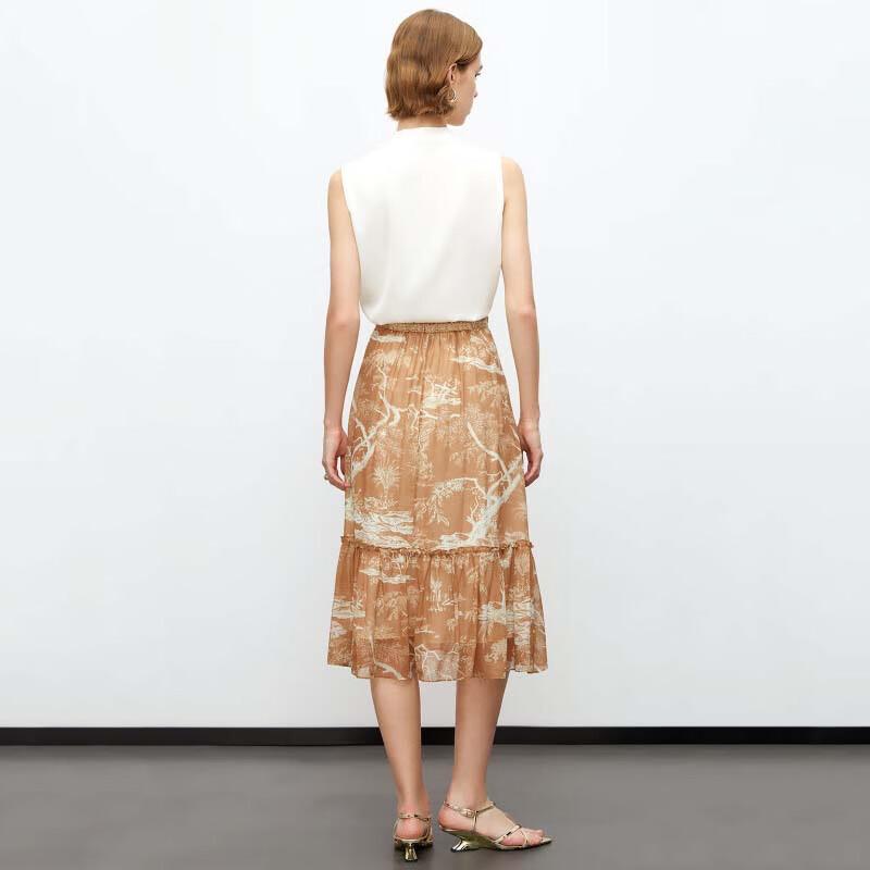 JESSIE Chic Printed Mulberry Silk Skirt