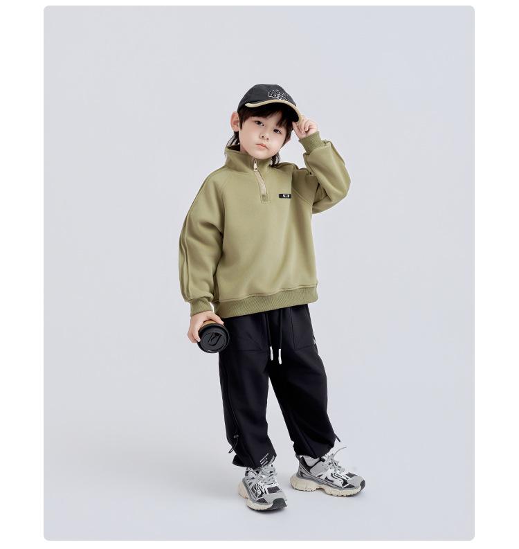 Boys' Comfortable Korean-Style Casual Half-Zip Sweatshirt - Autumn Trend Fashion
