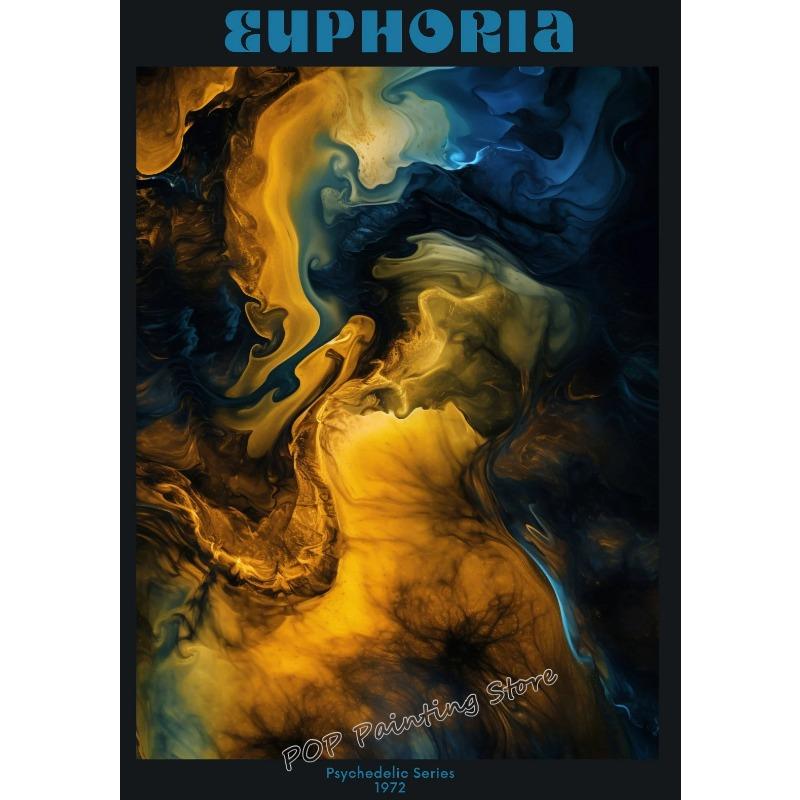 

70s Retro Psychedelic Wall Art Print Abstract Swirls & Aura Design Colorful Poster Vintage Boho Decor for Living Room Bedroom 21cm×30cm NoFrame