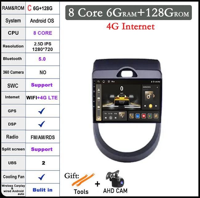 For Kia Soul AM 2007 - 2011 DSP QLED IPS Android 14 Car Radio GPS Navigation Multimedia Video Player Carplay Android Auto