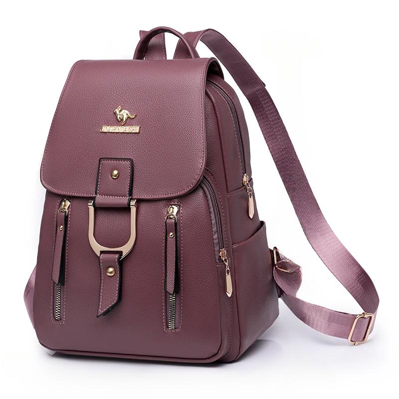 Luxury Leather Fashion Women's Outdoor Travel Bag Large Capacity Girl Schoolbag Daily Backpack Female Backpack