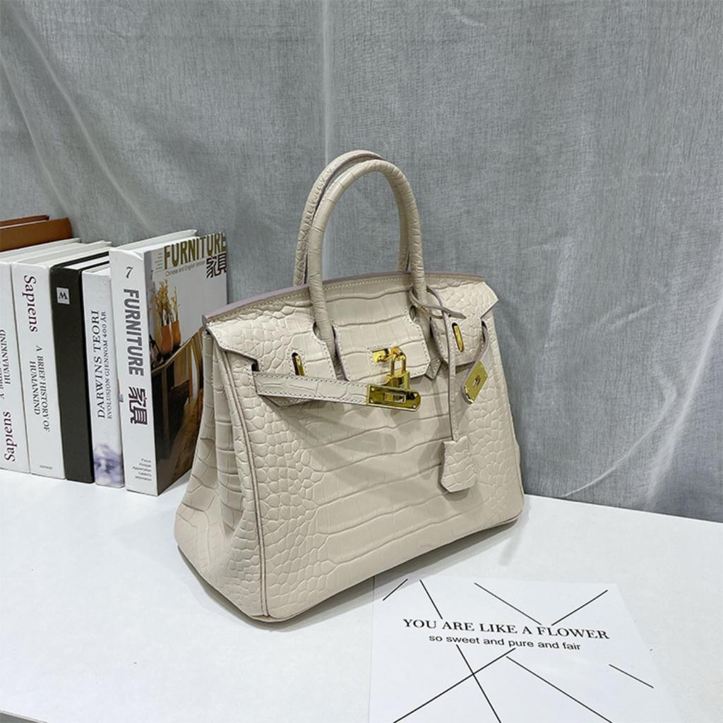 Platinum bag 30 inch crocodile pattern first layer cowhide genuine leather European and American foreign trade large-capacity hand bag cross-border