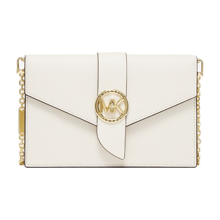 

Michael Kors MK Charm Flap Letter Logo Chain Commuter Leather Crossbody Bag Medium Women Bags Cream 32S0G00C6L-289 Basic Set (Bag+Dust Bag)