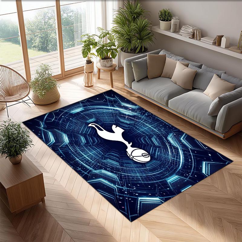 Tapis de zone en flanelle imprimé Tottenham Hotspur Antidérapant Doux Polyester Tapis de sol Tapis de décoration d'intérieur pour Chambre à coucher Salon Canapé