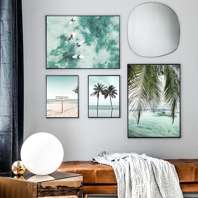 Seascape Canvas Painting Seagull Wall Pictures Ocean Art Prints Scandinavian Murals Mint Green Posters Living Room Decoration