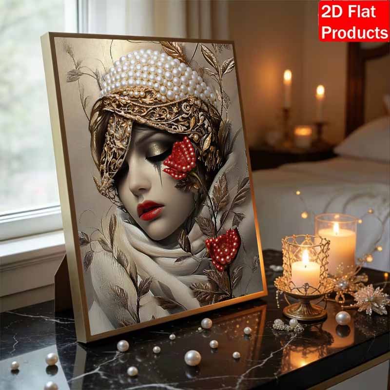 DIY Roses and Women Pearl Diamond Art Kits Without Frame 30x40cm Gem Art Diamond Painting Kits for Adults/Beginners Gift Idea Home Wall Decor