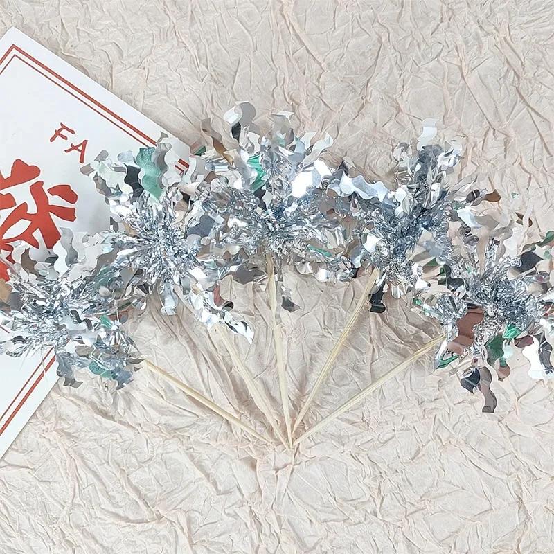 5/20Pcs Birthday Glitter Cake Topper Colorful Fireworks Tassels Cupcake Topper Wedding Baby Shower Baking Dessert Cake Decor