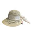 New Summer French Polka Dot Bow Fisherman Hat for Women, Sun Protection Sunshade Hat for Travel, Vacation, Hepburn Style Straw Hat