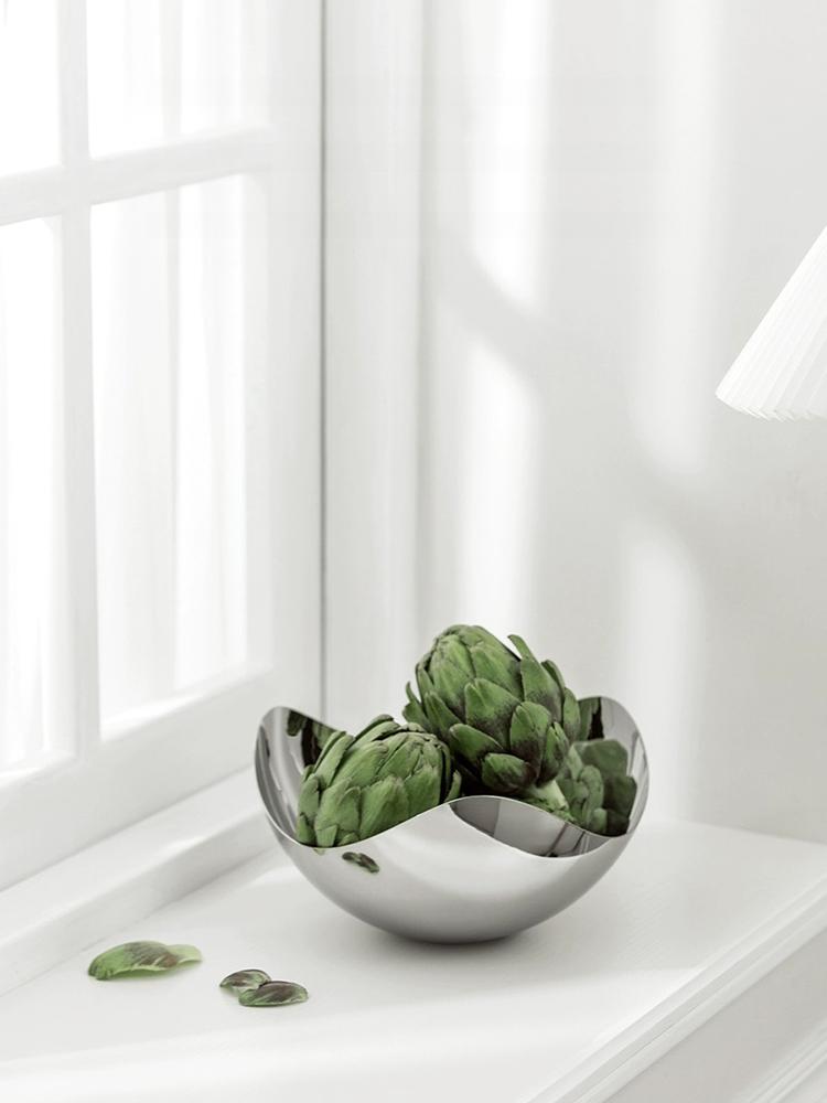 Große Servierschüssel aus Edelstahl, dekorative Obstschale, Salzschale aus Metall, Aufbewahrungsteller für die Heimdekoration, Wohnzimmertisch