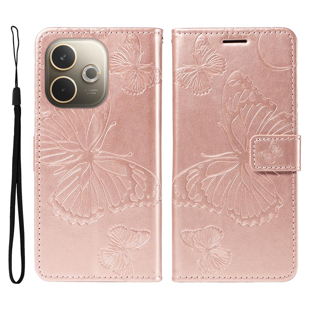 For Oppo A5 Energy 5G (China)/Oppo A5 Pro 4G (Global) Wallet Case Floral Butterfly Imprinted Leather Phone Cover Stand