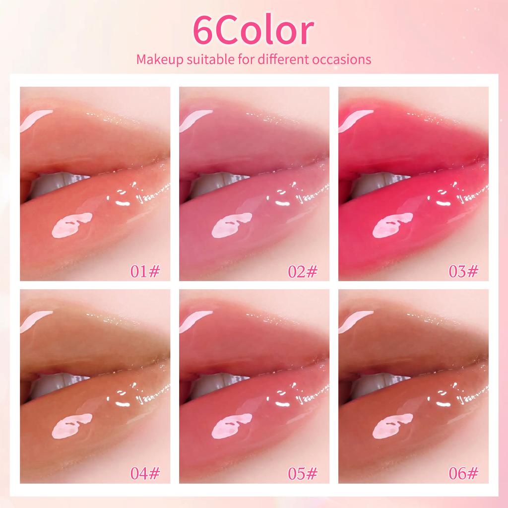 OLIBOLLA Spiegel Lipgloss mit Metall-Applikator, Feuchtigkeitsspendender Lippen-Plumper, Reduziert Lippenfältchen, Lippen-Serum Kosmetik