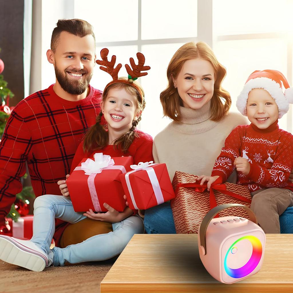 Karaoke Machine for Kids Adults, Mini Portable Bluetooth Karaoke Speaker with 2 Wireless Microphone and Lights, Birthday Gifts for Girls Ages 4, 5,